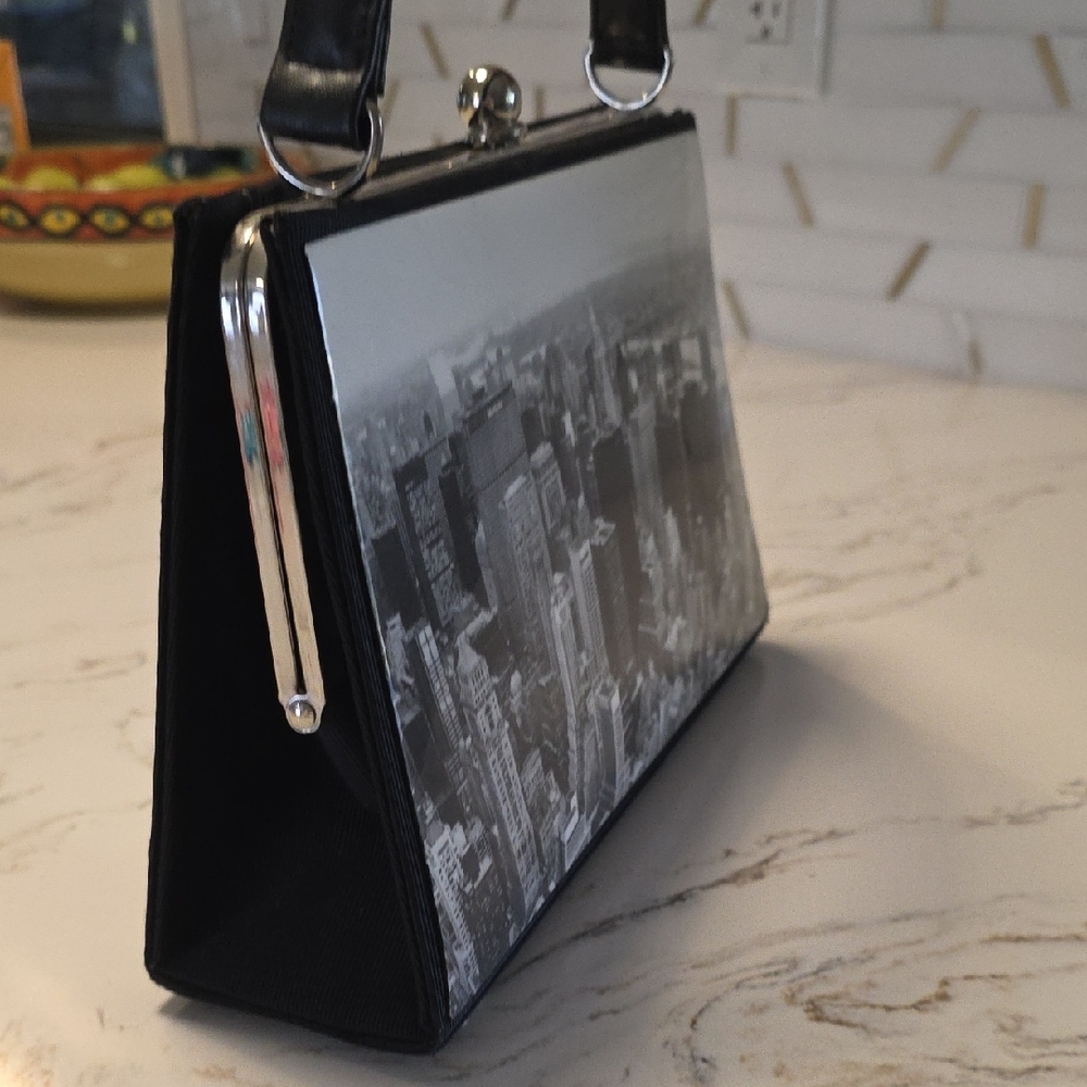 Urban Skyline New York City Street Style Graphic Hand Bag Blk White - Picture 7 of 7